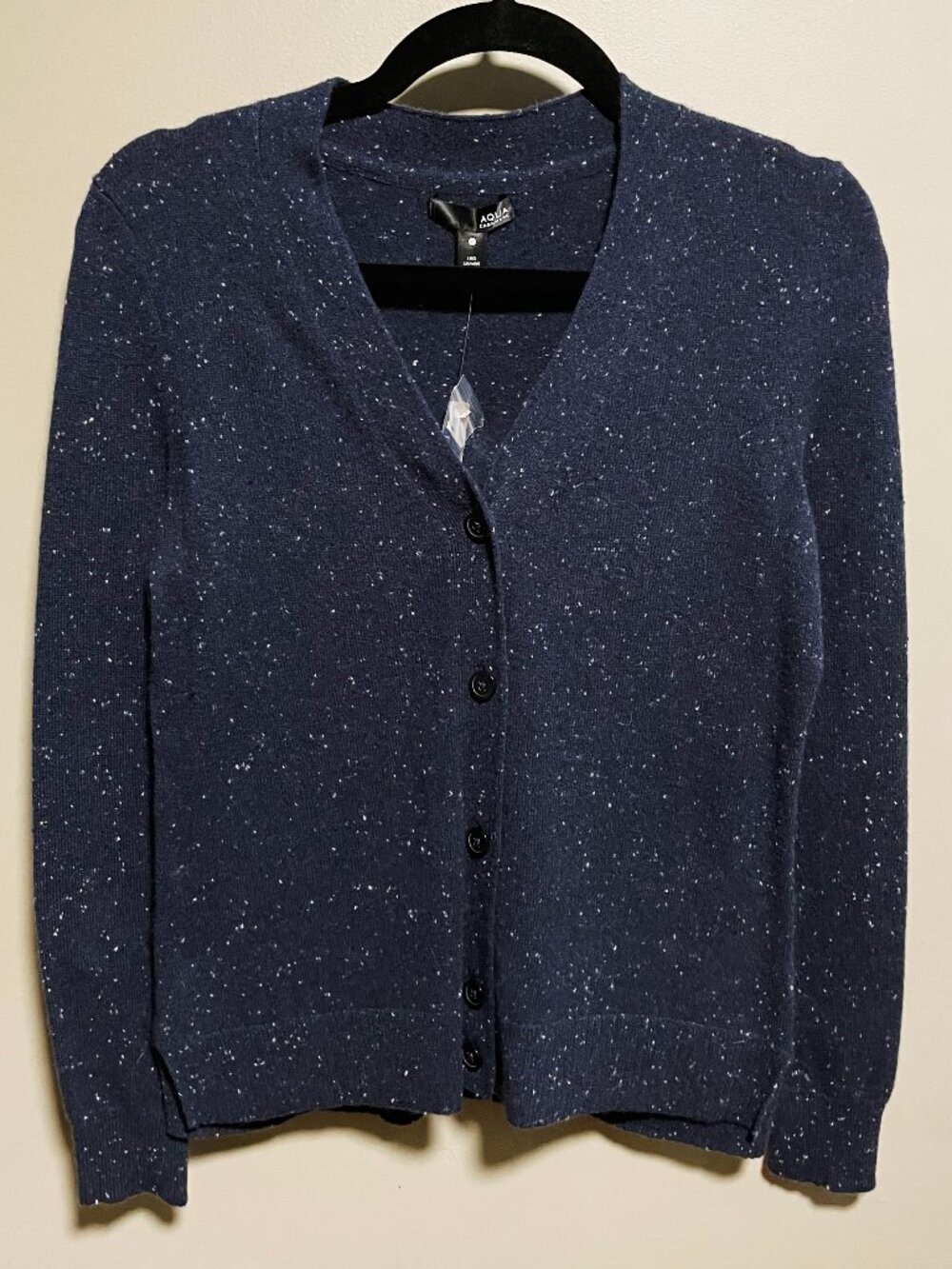 New Bloomingdale's 100% Cashmere Donegal Speckled Cardigan Navy XS $178